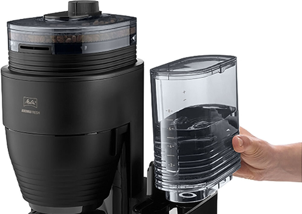 Ekspres MELITTA AromaFresh II Therm Pro 1030-11 termometr aromatyczny kontrola proporcji czas kontaktu kawy z wodą doskonały smak regulowana moc ssania dostosowanie intensywności napoju 5 opcji od łagodnej do mocnej termiczny wyjmowany zbiornik na wodę czytelna skala łatwe  napełnianie i kontrola ilości wody wygoda użytkowania