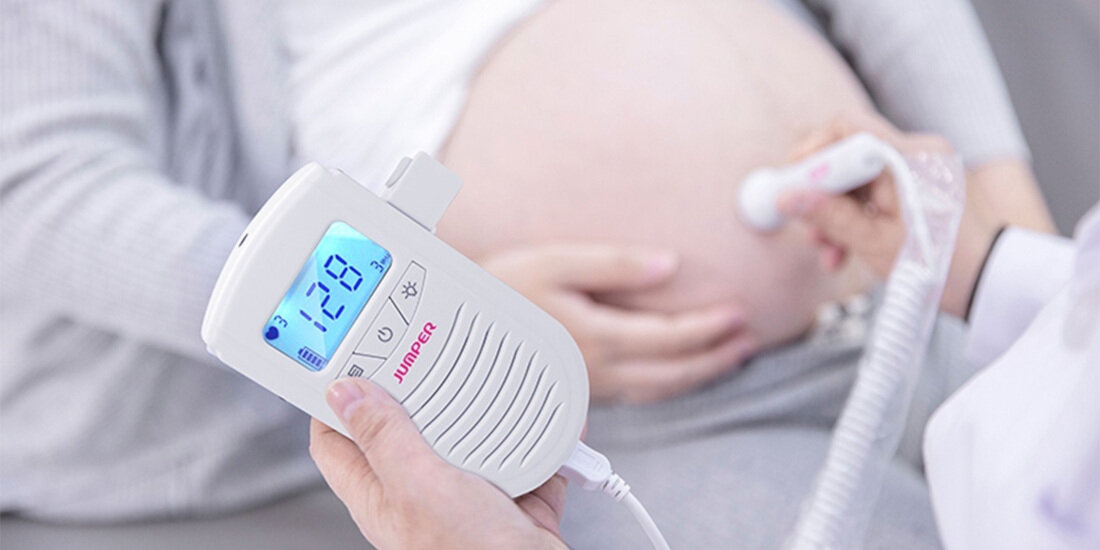 Detektor tętna płodu JUMPER JPD-100S6+ Higiena i bezpieczeństwo Antybakteryjna powłoka niski poziom emisji ultradźwięków spełnia europejskie normy  sprzęt medyczny