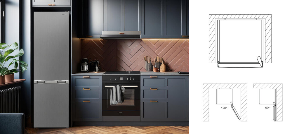 LODÓWKA SHARP SJ-FBA05DTXLE-EU Ustaw gdzie chcesz Konstrukcja zmiana kierunku otwierania lewo prawo