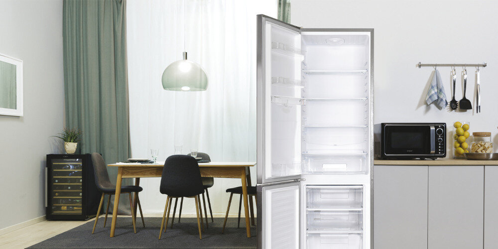 LODÓWKA CANDY CCG1S 518EWX wnętrze funkcjonalność 4 półki szklane pojemniki szuflady owoce warzywa