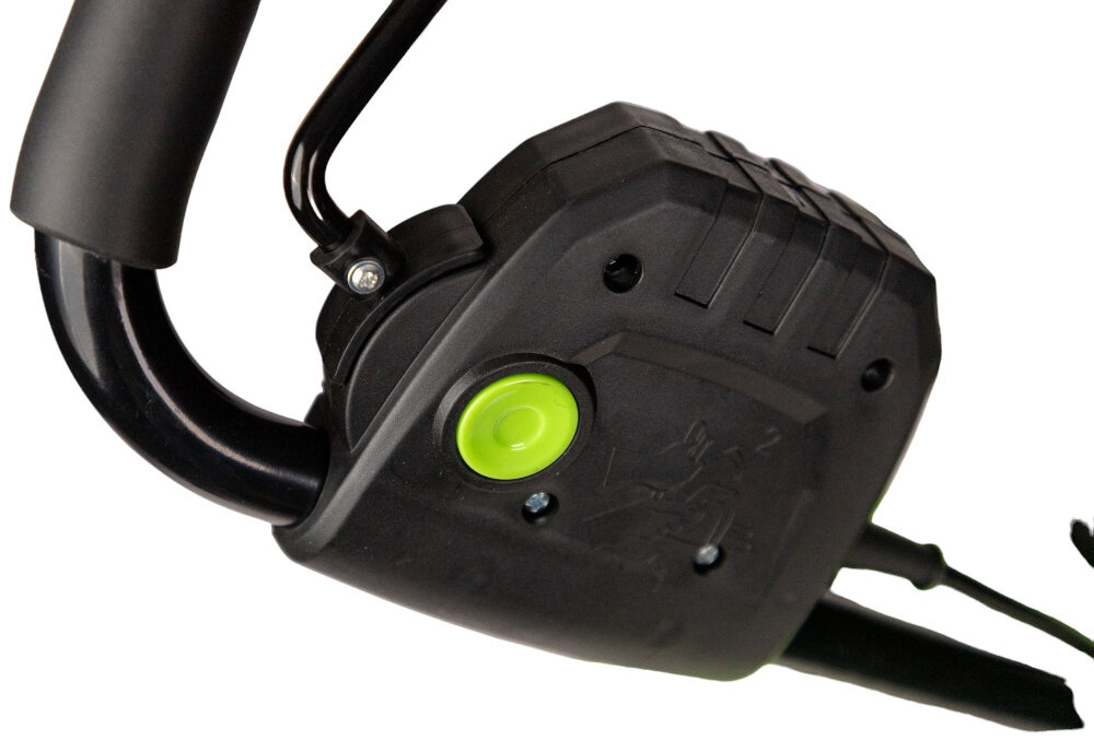 Kosiarka elektryczna GREENSO KE42-1800 1800W zabezpieczenie silnika przec przeciazeniem wlacznik zabezpieczenie przed przypadkowym uruchomieniem