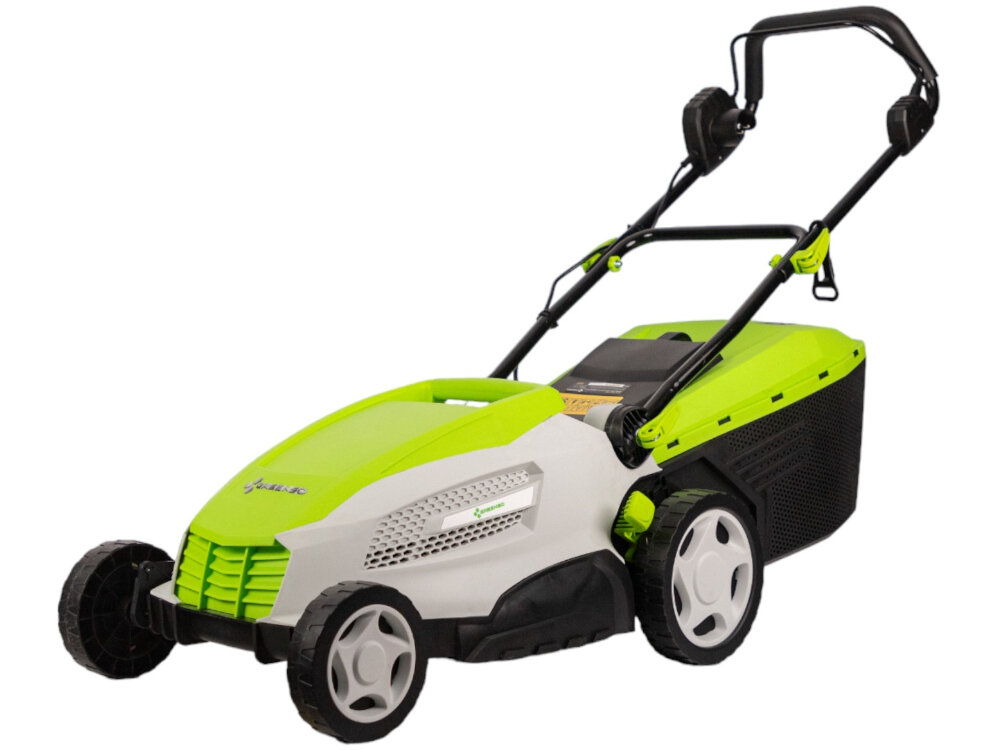 Kosiarka elektryczna GREENSO KE42-1800 1800W obudowa z bardzo wysokiej jakosci tworzywa sztucznego wysoka odpornosc na oddzialywanie warunkow atmosferycznych waga 16 kg