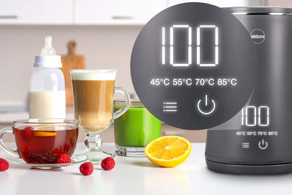 Czajnik ELDOM C515S zdjęcie lifestyle Czytelny wyświetlacz LED  Intuicyjny panel sterowania