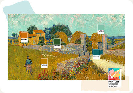 433x303 colors pc Obraz z naniesionymi próbkami kolorów PANTONE® pokazuje odwzorowanie kolotów telewizora Samsung The Frame (2025)