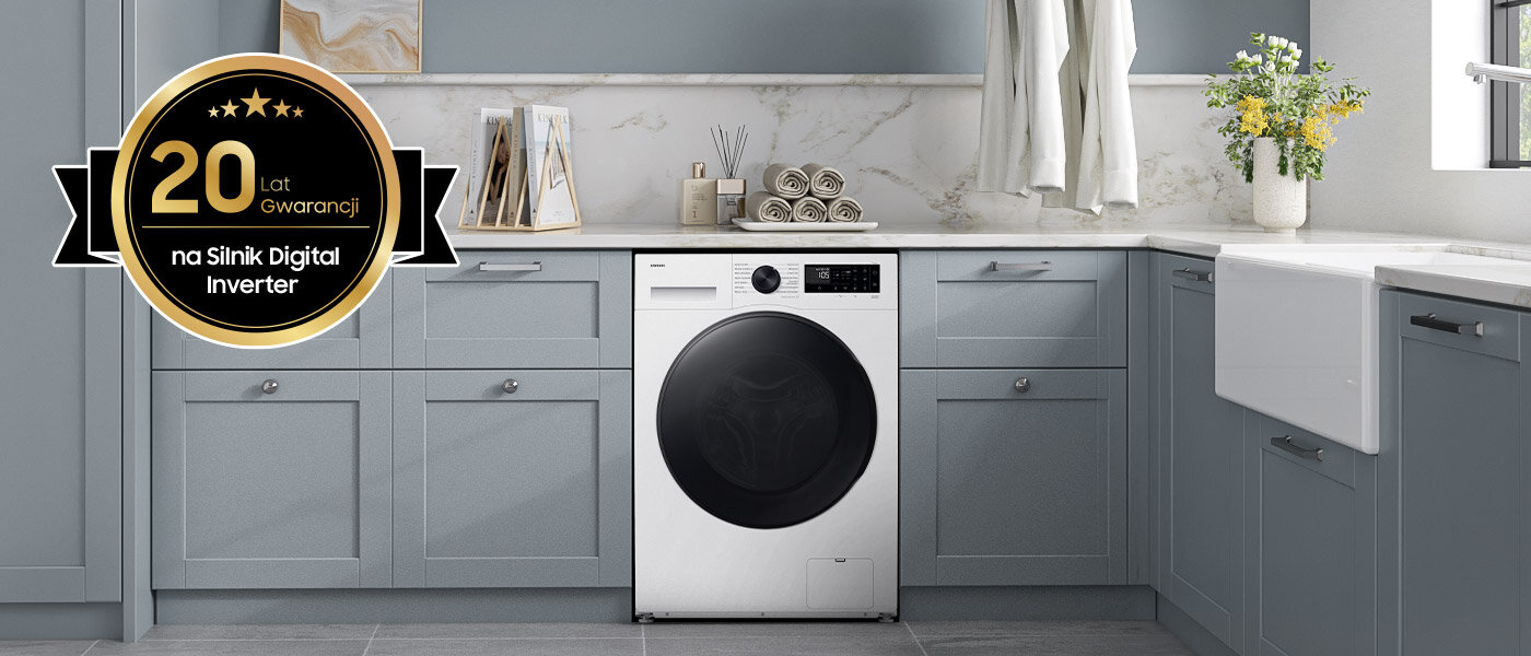 Pralko-suszarka Samsung WD90DG5G34BEEO z silnikiem Digital Inverter zapewnia wydajność i cichą pracę Pralko-suszarka Samsung WD90DG5G34BEEO z silnikiem Digital Inverter zapewnia wydajność i cichą pracę