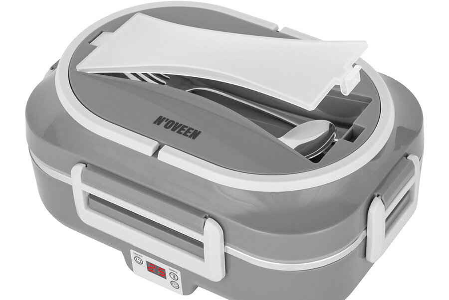 Termos na jedzenie NOVEEN LB640 Szary schowek na sztućce metalowa łyżka widelec przechowywanie komfortowe rozwiązanie