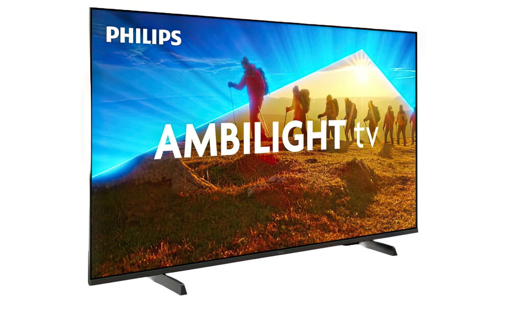Telewizor PHILIPS 55PUS8009 - Obraz wychodzi poza ekran, telewizor na białym tle po skosie