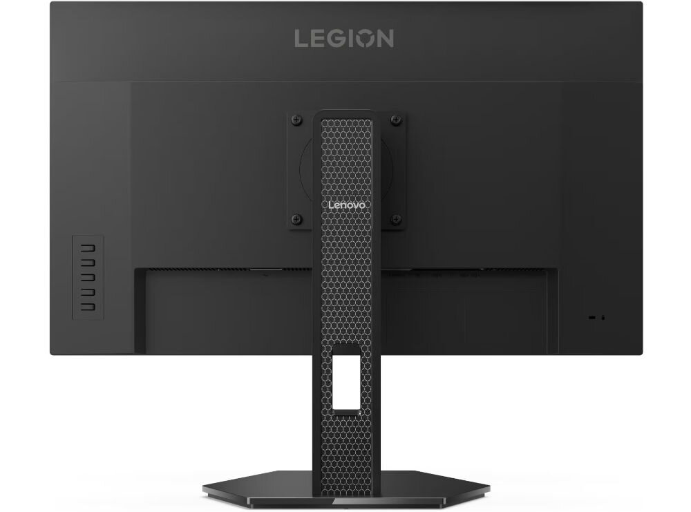 Monitor LENOVO Legion 27QD-10 27 cali 2560x1440px IPS 240Hz 0.5 ms [MPRT] prezentacja monitora od tyłu na białym tle VESA 100 mm łatwe stabilne przymocowanie oszczędność miejsca uchwyt biurkowy VESA zwiększa powierzchnię roboczą dopasowanie ustawienia ekranu organizacja pracy