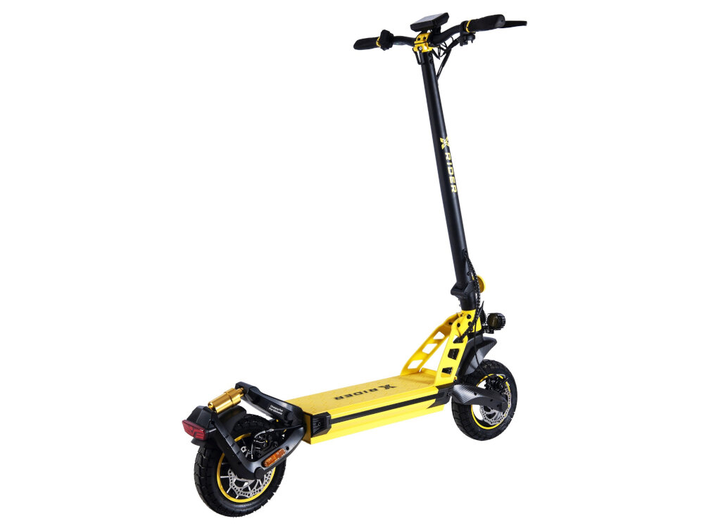 Hulajnoga elektryczna XRIDER F10 Czarno-żółty innowacyjna technologia stylowy design do dynamicznego i ekscytujacego podrozowania silny cichy silnik elektryczny plynne przyspieszenie stabilna jazda