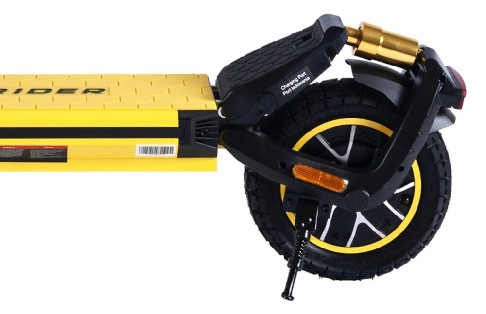 Hulajnoga elektryczna XRIDER F10 Czarno-żółty bateria DMEGC 18,2/48 V zasieg do 85 km bateria litowo-jonowa czas ladowania okolo 9-10 godzin predkosc do 20 km/h