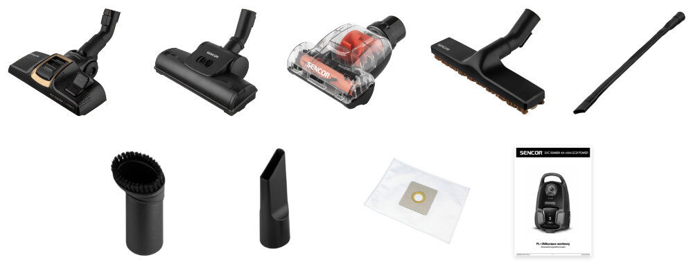 Odkurzacz SENCOR SVC 9300BK zestaw akcesoria komplet wyposazenie