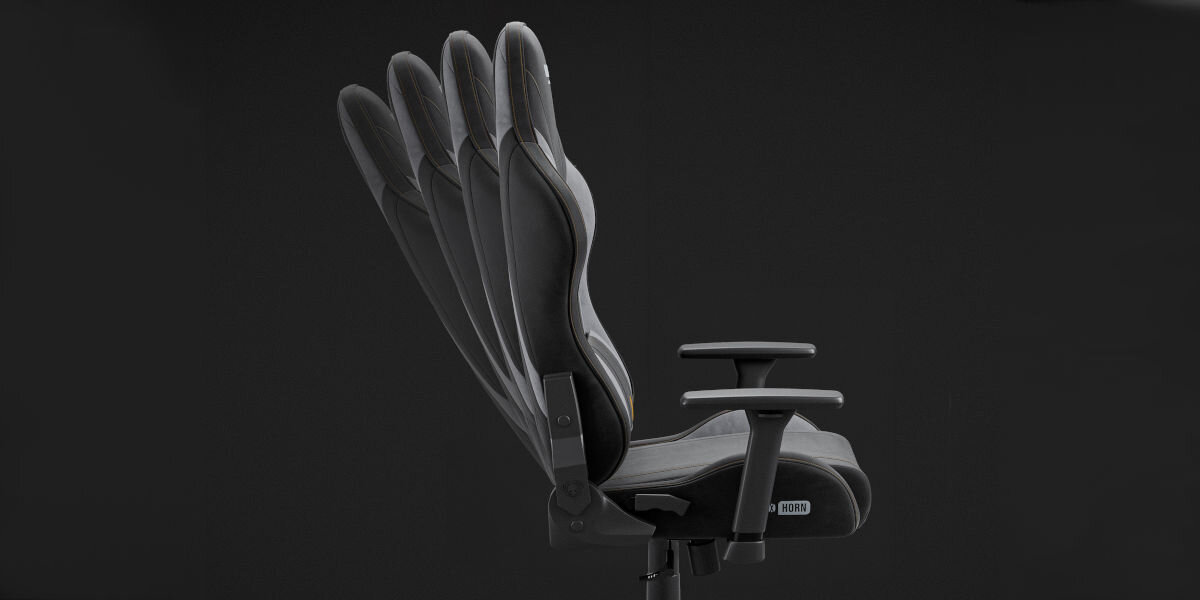 Fotel DIABLO CHAIRS X-Horn 2.0 (L) Czarno-szary regulacja w górę w dół Tilttech Gear wychylenie oparcia do 140° Tilttech Swing funkcja bujania