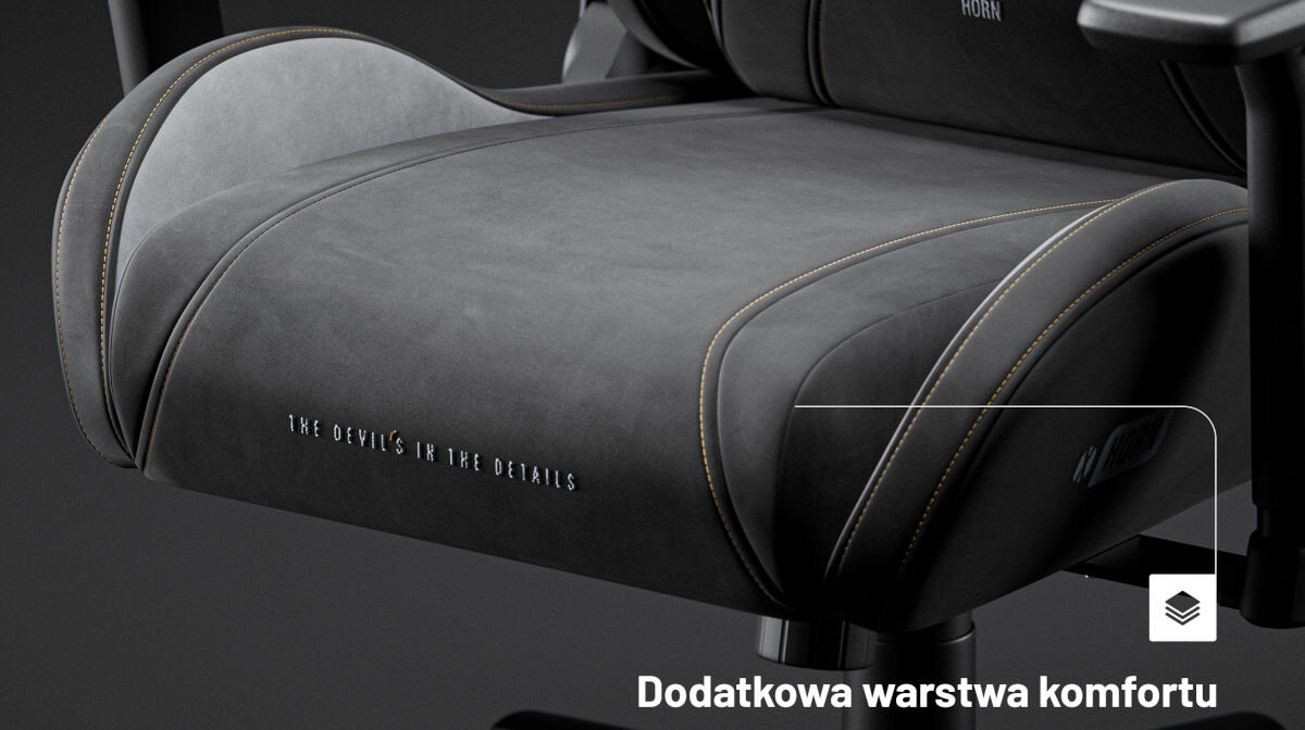 Fotel DIABLO CHAIRS X-Horn 2.0 (L) Czarno-szary sprężysta pianka HR dodatkowa warstwa materiału