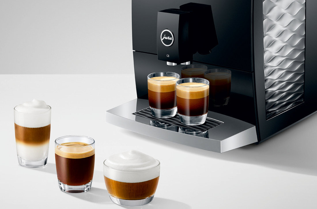 Ekspres JURA C8 Piano Czarny EA Proces Ekstrakcji Pulsacyjnej P.E.P espresso wysoka jakość