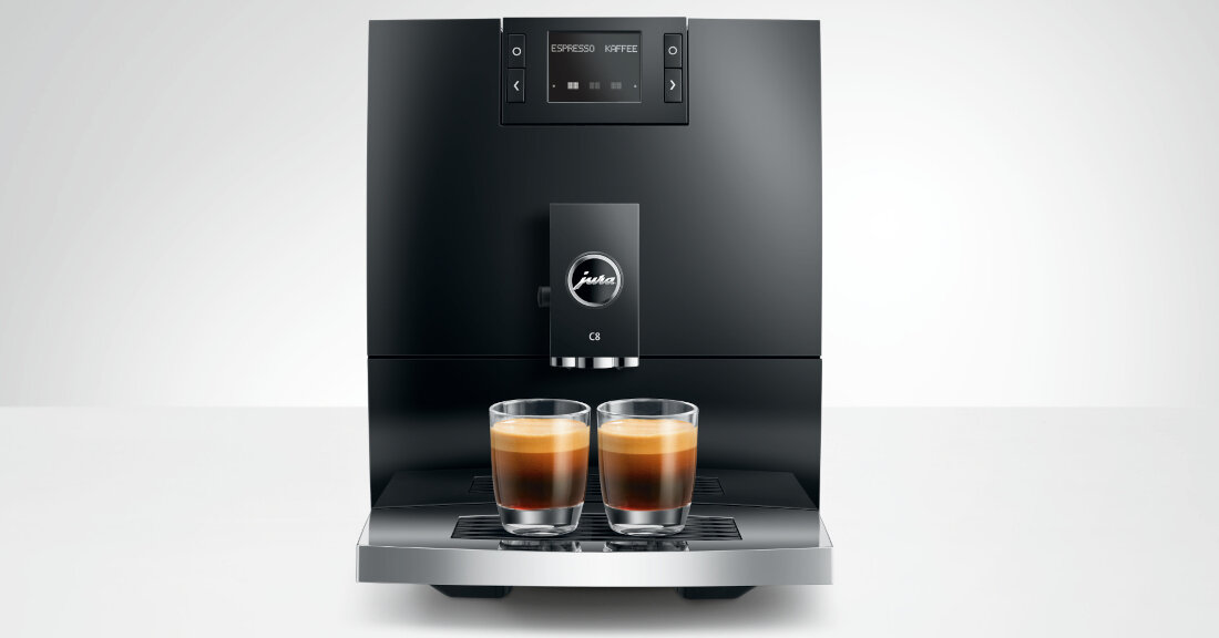 Ekspres JURA C8 Piano Czarny EA zalety atuty Duża jednostka smak aroma mleczna pianka latte macchiato cappuccino panel sterowania WiFi Connect aplikacja J.O.E.® łatwe czyszczenie