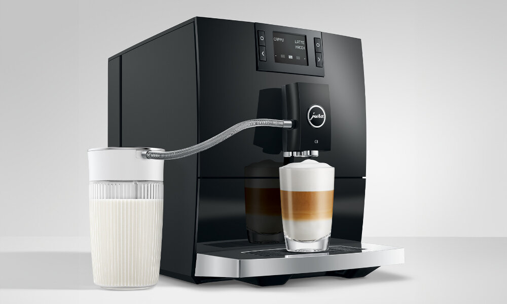 Ekspres JURA C8 Piano Czarny EA Mleczna pianka spienia mleko dwie komory napój latte macchiato cappuccino