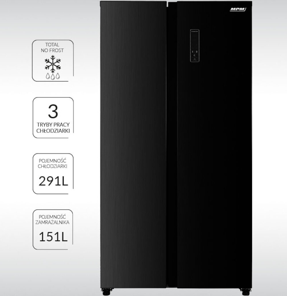 Lodowka MPM-427-SBS-03/N Side by Side No frost 177cm Czarny funkcjonalna Technologia NO FROST pojemnosc