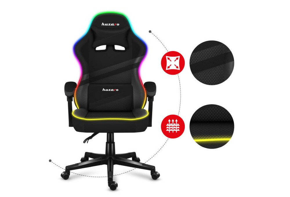 Fotel HUZARO Force 4.4 RGB technologia air konstrukcja material oddychajacy