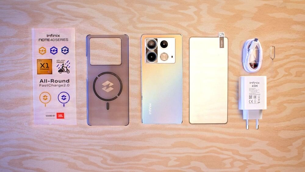 Smartfon INFINIX Note 40   ekran bateria aparat procesor ram pamięć pojemność rozdzielczość zdjęcia filmy opis dane cechy blokady system łączność wifi bluetooth obudowa szkło odporność porty muzyka transfer sieć przekątna matryca waga czujniki oled amoled ips