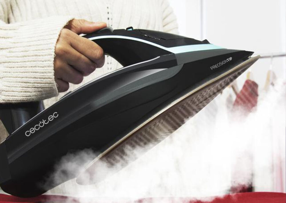 Żelazko CECOTEC 3D ForceAnodized 750 Smart silne uderzenie pary o mocy 200g/min wnikanie pary głęboko w strukturę tkaniny idealneiw ygładzone materiały częste prasowanie odzieży trudne do wyprasowania tkaniny len bawełna jedno pociągnięcie żelazka