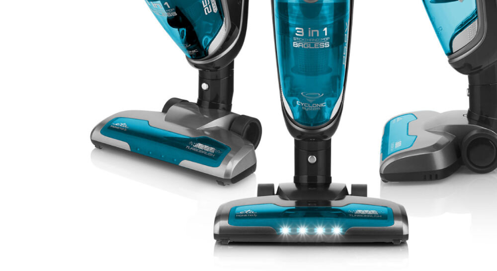 Odkurzacz pionowy ETA Moneto II Aqua ETA845390000 Czarny ergonomiczna rączka niska waga przyjemne mniej męczące sprzątanie wbudowane misjce na akcesoria prosty w obsłudze łatwy w czyszczeniu elegancko stylizowany  kompleksowe wygodne efektywne rozwiązanie podświetlenie LED lepsza widoczność