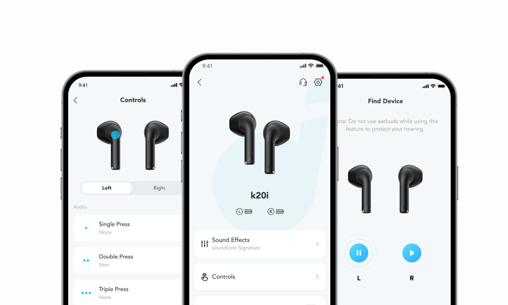 Słuchawki Soundcore K20i sterowanie dotykowe personalizacja