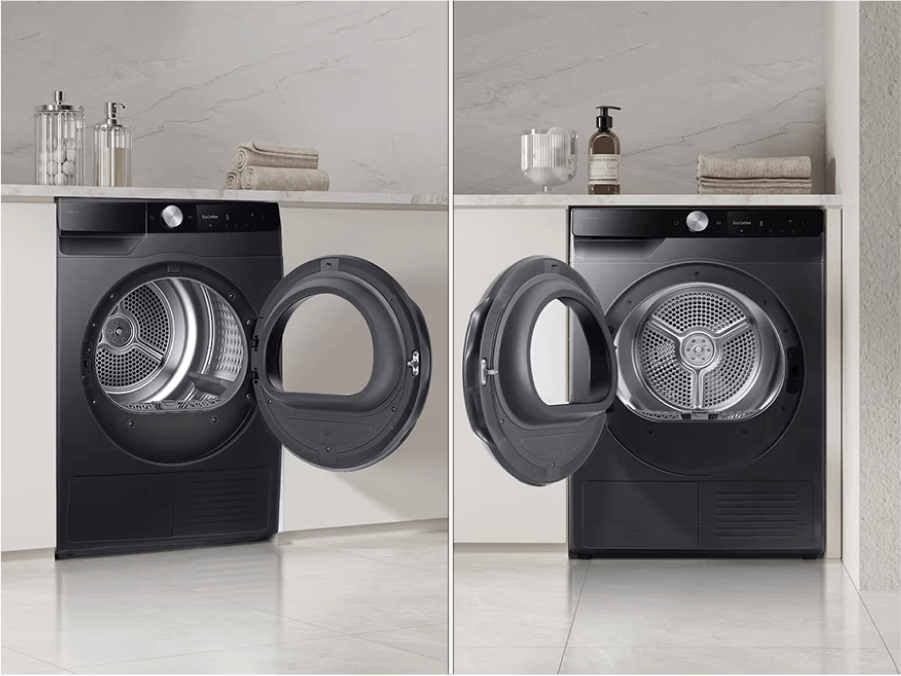 Zmiana kierunku otwierania drzwi w Suszarce Samsung DV9XDG6845LBU4 Suszarka Samsung AI z drzwiami otwieranymi w prawo lub w lewo – wygoda w każdym wnętrzu.