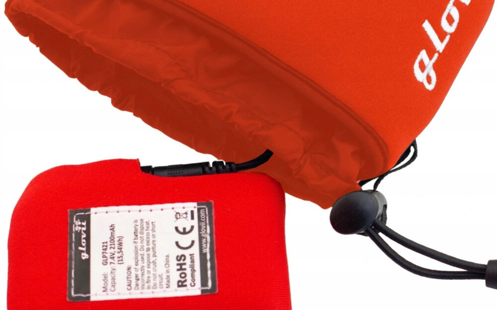 Podgrzewane rękawiczki GLOVII GLR (rozmiar L/XL) Pomarańczowy Czas pracy poziomy Wydajna bateria Li-Poly baterie pojemnosc 2100mAh