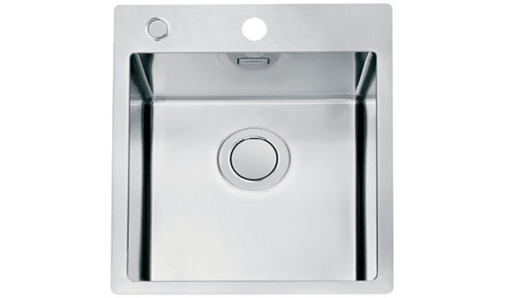 Zlewozmywak ALVEUS Pure 10 1103607 Satyna elegancki design gładkie linie trwały blask duża komora wymiary opcje montażu Minimalna podbudowa Syfon Push Pop Up zmywanie dopasowanie powierzchnia jednokomorowy
