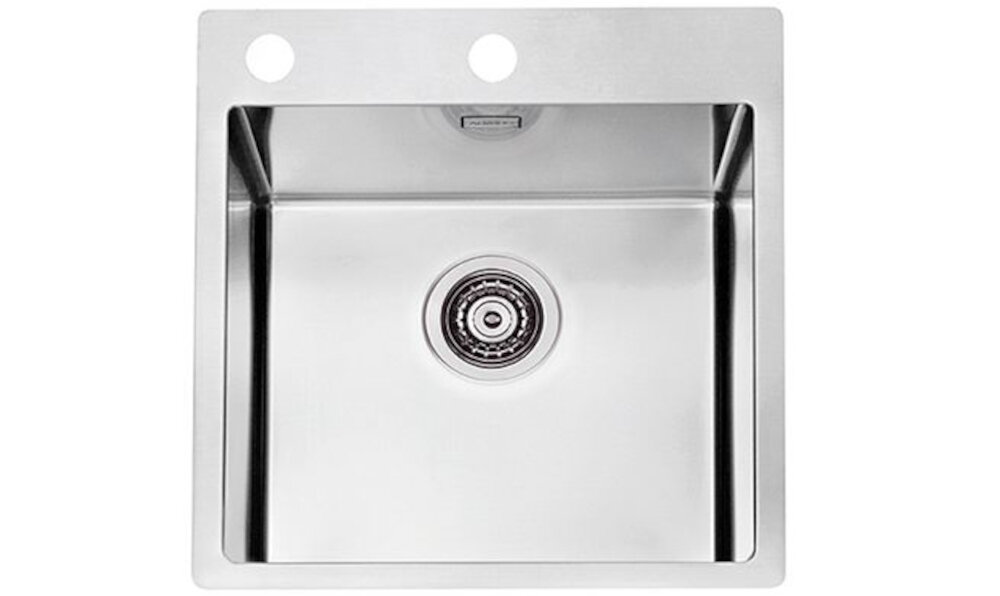 Zlewozmywak ALVEUS Pure 20 1103608 Satyna elegancki design gładkie linie trwały blask duża komora wymiary opcje montażu Minimalna podbudowa Syfon Push Pop Up zmywanie dopasowanie powierzchnia jednokomorowy