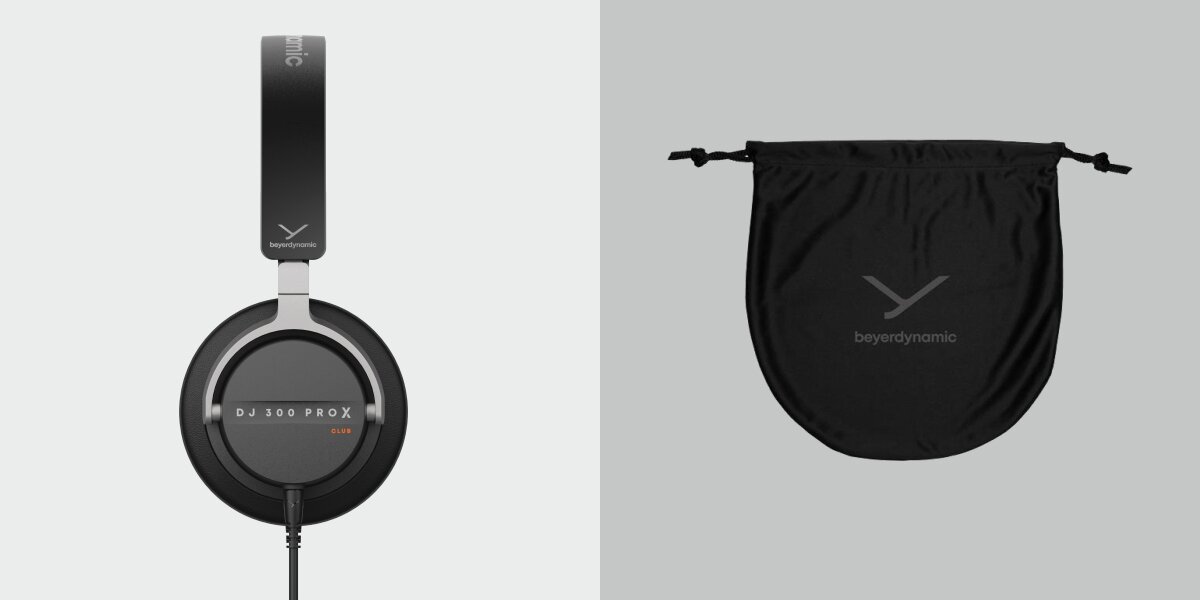 Słuchawki nauszne BEYERDYNAMIC DJ 300 Pro X Club - Styl i funkcjonalność, design, słuchawki naszune z boku wraz z woreczkiem