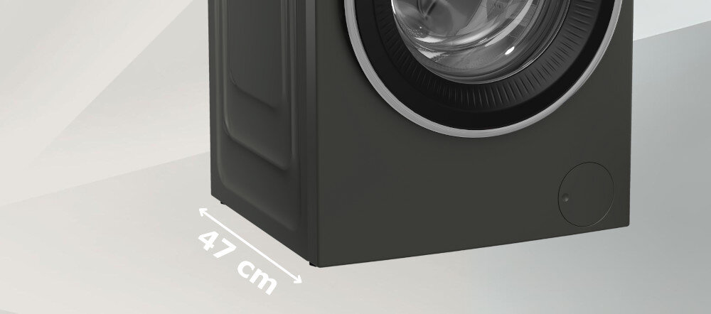 PRALKA BEKO B3WFU57215MPB wersja slim funkcjonalność kompaktowe wymiary szerokość głębokość 47 cm