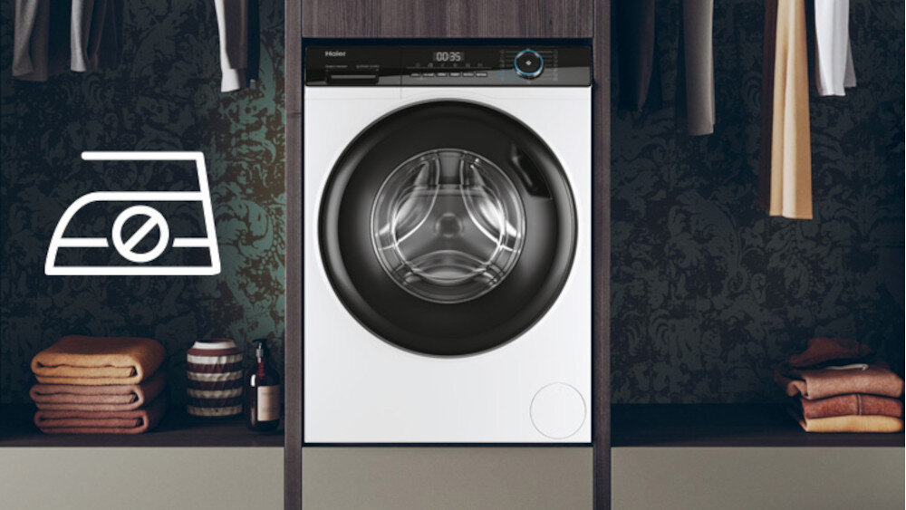 HAIER I-Pro 5 HW80-B14959EU1-S bez zagnieceń para redukcja zagniecenia Easy iron łatwiejsze prasowanie