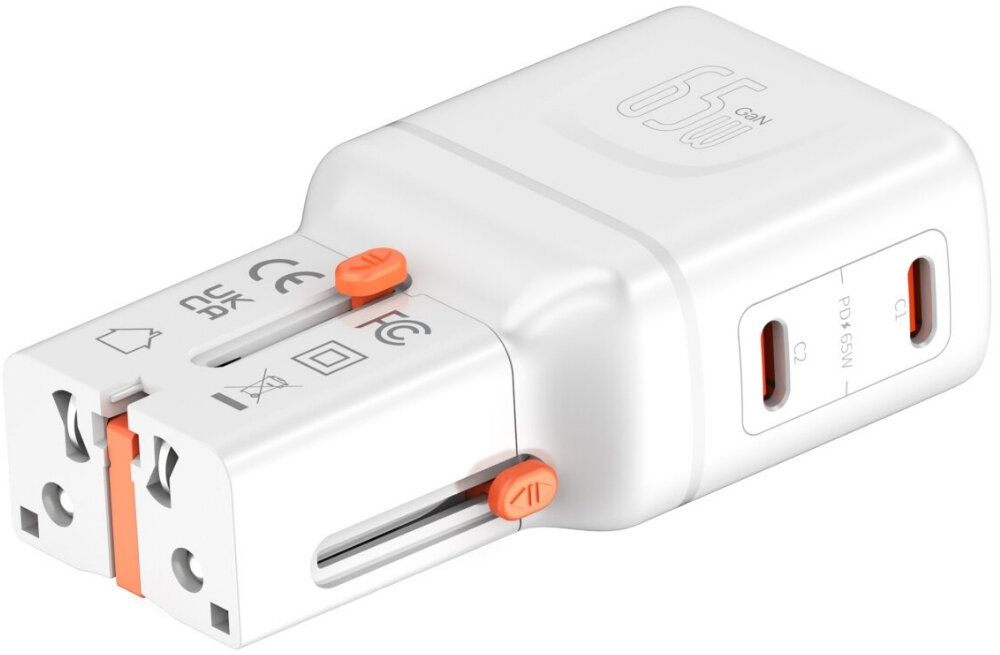 Ładowarka podróżna 4SMARTS Nomad Pocket 65W
                ładowarka na białym tle port usb-c moc do 65W automatyczne dopasowanie parametrów bezpieczne ładowanie