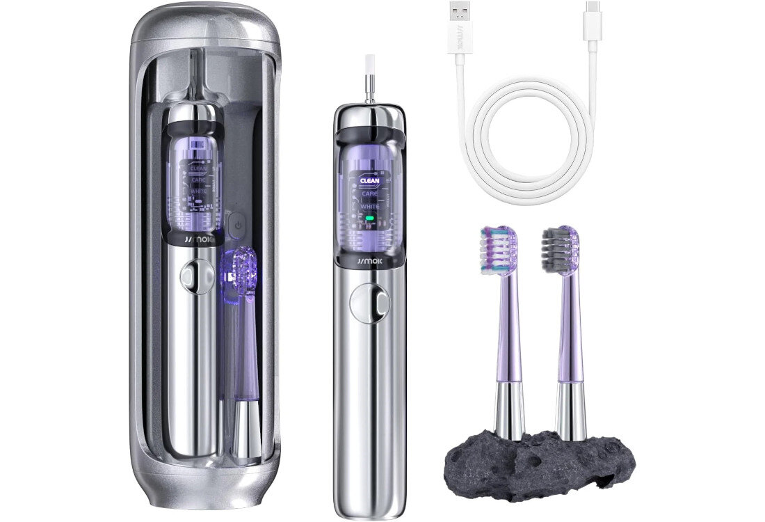 Szczoteczka soniczna JIMOK J6 Srebrny  Energia na długie tygodnie do 120 dni port USB-C wygoda komfort