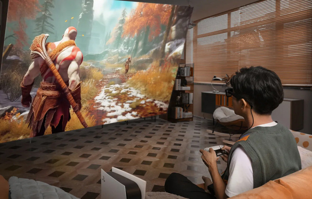 Okulary XREAL Air wysokiej jakości dźwięku wbudowanym głośnikom stereo Dwa mikrofony rozgrywek online