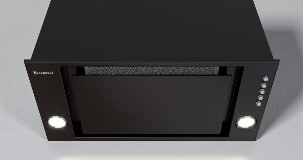 OKAP GLOBALO RETIO 60.2 BLACK dwa tryby pracy wyciąg pochłaniacz filtracja powietrza elastyczna instalacja brak kanału wentylacyjnego świeże powietrze w kuchni okap do zabudowy wygodna konfiguracja