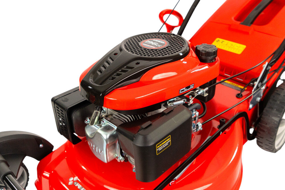 Kosiarka spalinowa GREENSO KS53-L196NS 360 Loncin silnik marki Loncin LC1P70FC niezawodna moc wydajnoc technologia czterosuwowa konstrukcja gornozaworowa OHV pojemnosc 196 cm3 plynna efektowna praca moc 3,6 kW zbiornik paliwa pojemnosc 1,0 litra