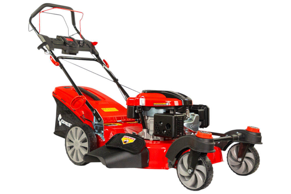 Kosiarka spalinowa GREENSO KS53-L196NS 360 Loncin koszenie z uwzglednieniem preferowanej wysokosci trawy zakres 25-75 mm centralna regulacja koszenia mechanizm sprezynowy 7-stopniowa skala
