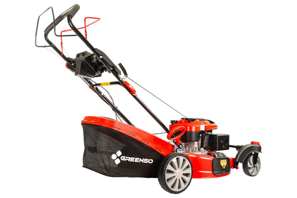 Kosiarka spalinowa GREENSO KS53-L196NS 360 Loncin funkcja mulczowania wyrzut boczny wyrzut do kosza elastycznosc w pielegnacji trawnika