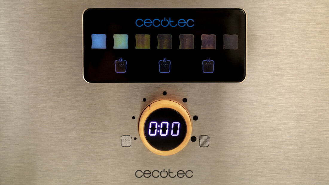 Toster CECOTEC Touch&Toast Double Upright Inox Dopasowanie do Twojego gustu Siedem poziomów opiekania od lekko zarumienionych po intensywnie chrupiące prederencje