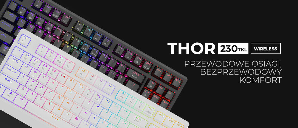 Klawiatura GENESIS Thor 230 TKL akumulator o pojemności 3000 mAh skrót klawiszowy Play & Charge