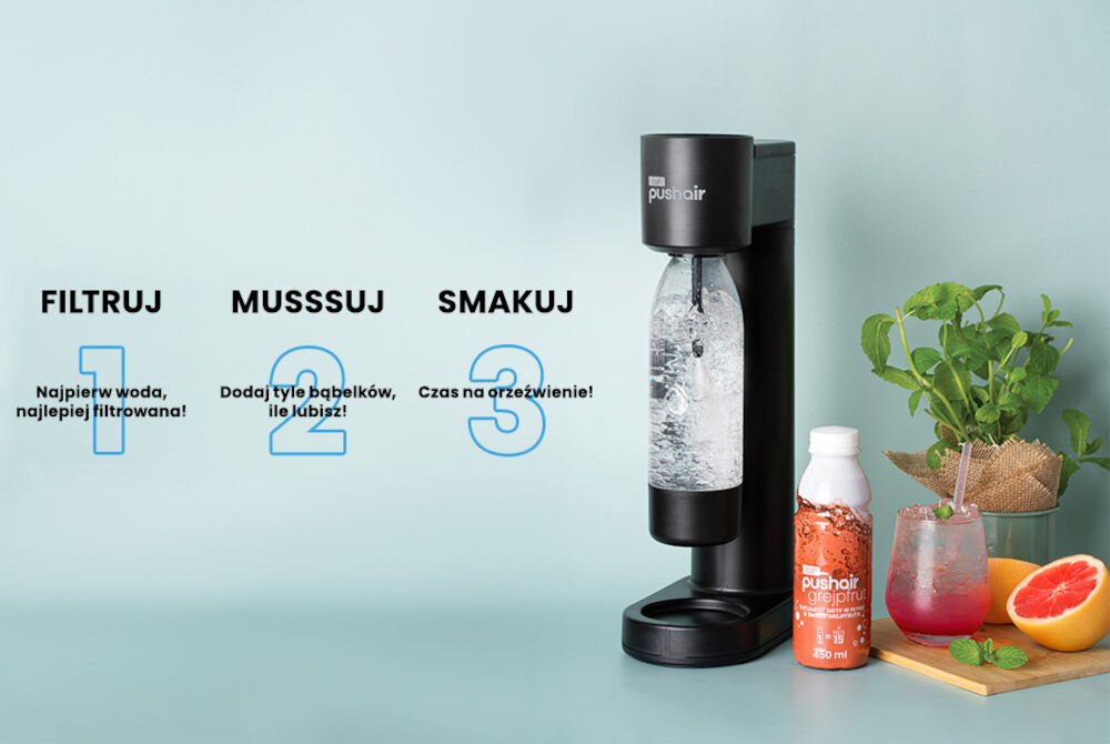 Saturator DAFI Pushair Czarny + 2 butelki