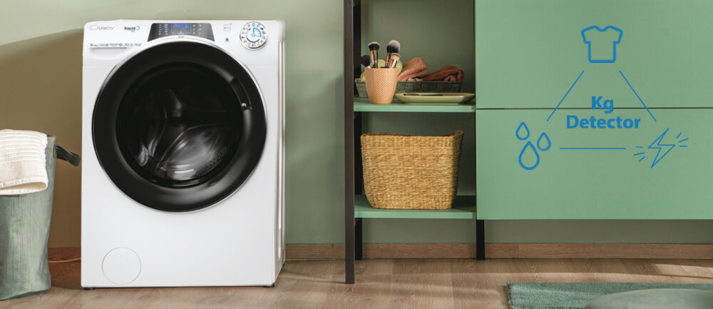 PRALKO-SUSZARKA CANDY RAPIDO PRO RPW41066BWMBC-S automatyka wagowa ważenie dostosowanie parametrów Zużycie wody