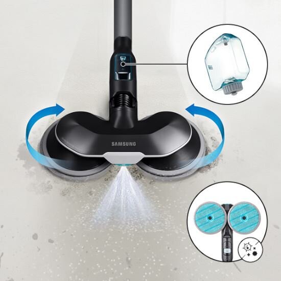 Końcówka mopująca - podkładki zabezpieczają przed gromadzeniem się bakterii Końcówka mopująca - podkładki zabezpieczają przed gromadzeniem się bakterii - Samsung