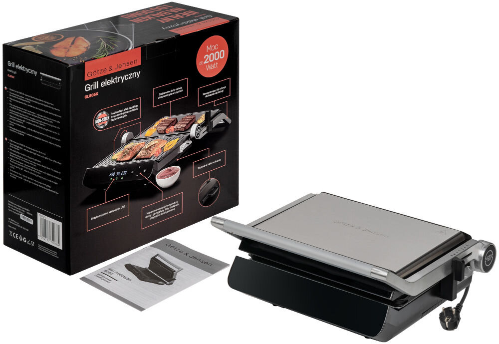 Grill elektryczny GÖTZE & JENSEN GL805X elementy zestaw