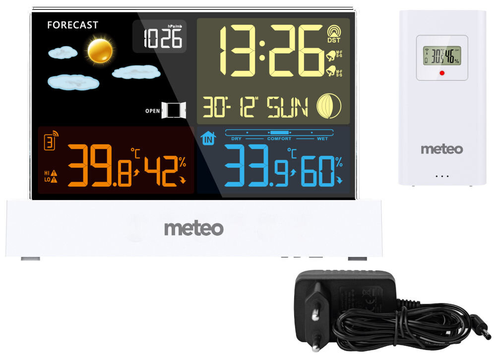 Stacja pogody METEO SP110B wymiary elementy zestaw zasilanie