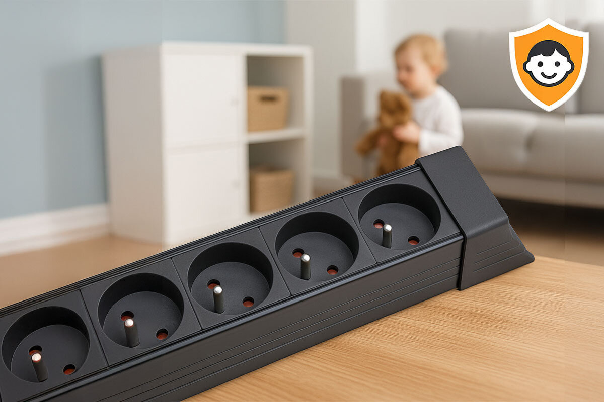 Listwa HAWK HWPS502BK (1.5 m) Czarny, kabel, zasięg, przewodność, czarny, listwa na biurku podłączona do zasilania