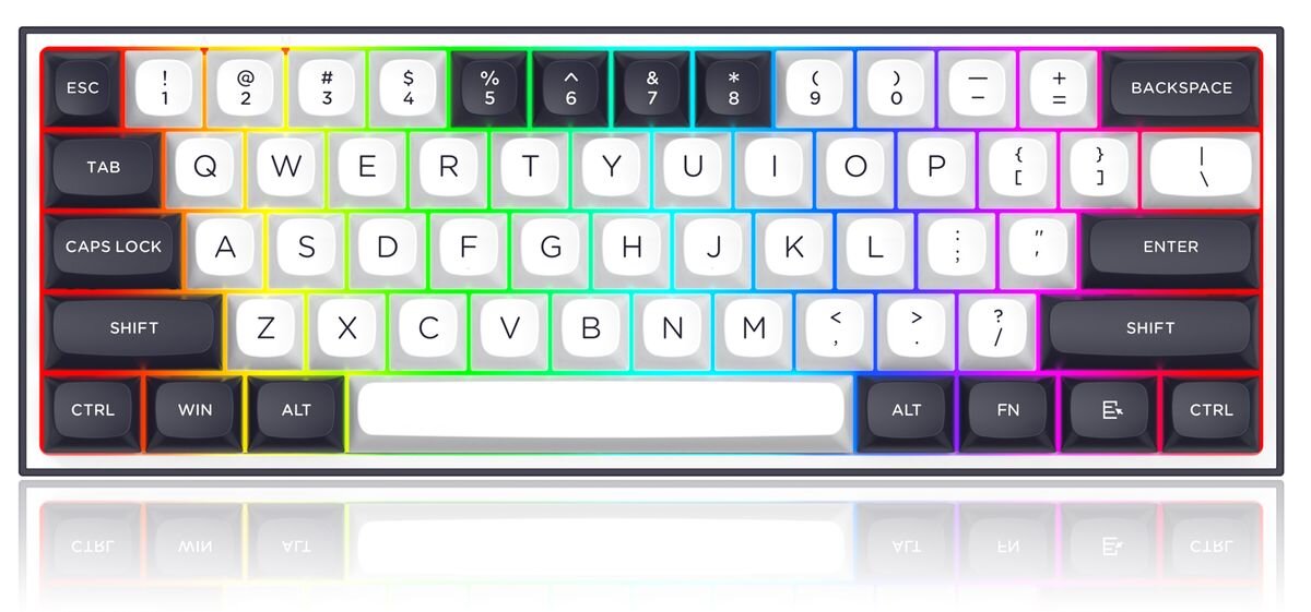 REDRAGON K717WB-RGB-PRO Alcor podświetlenie RGB dostosowanie efektów świetlnych personalizację efektów świetlnych - klawiatura od góry z podświetleniem rgb