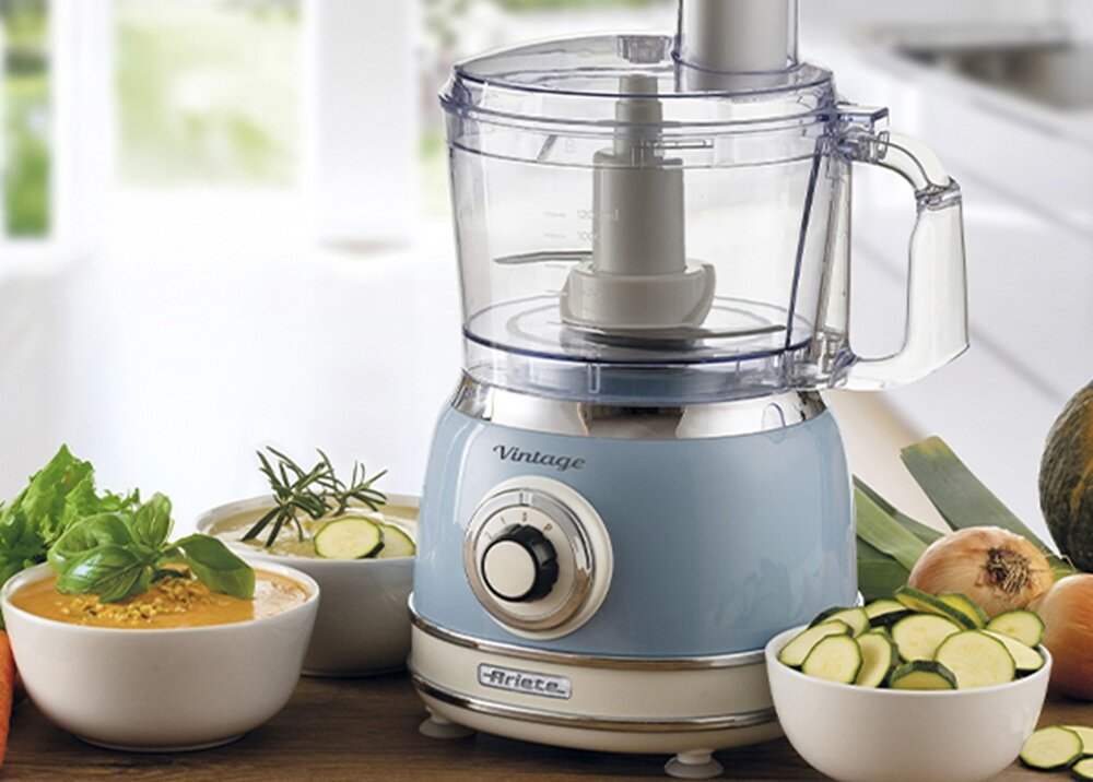 Robot kuchenny ARIETE 1781-04 Vintage 1000W możesz siekać, ucierać, kroić w plastry, wyrabiać ciasto, wielofunkcyjne urządzenie
